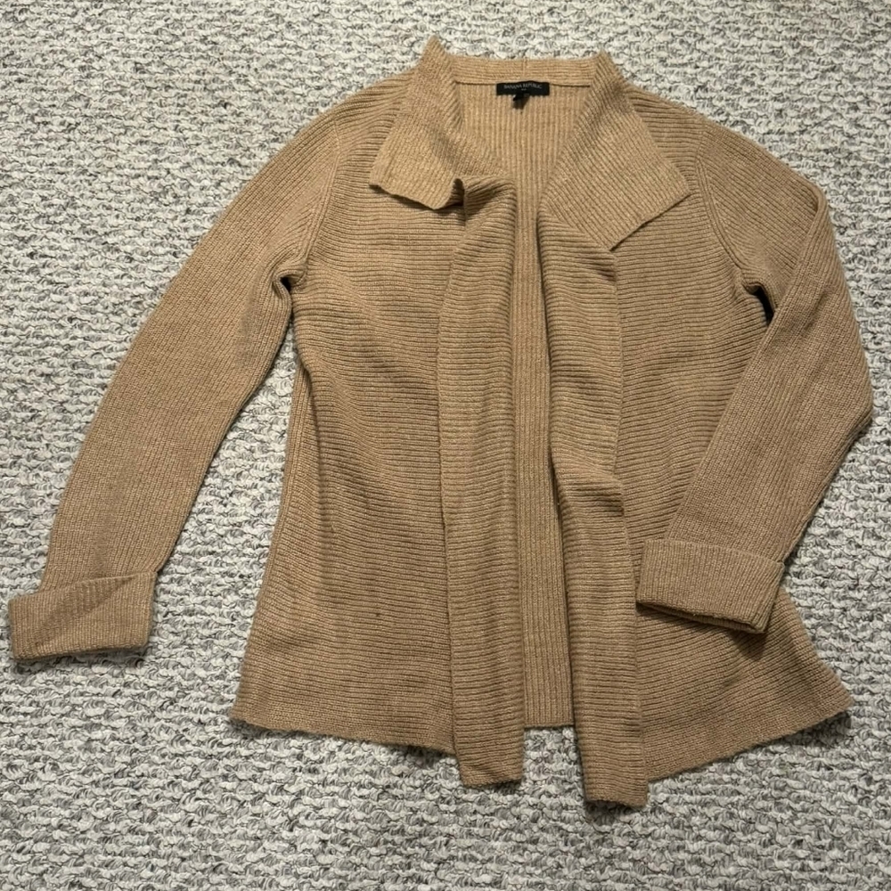Banana Republic Knit Open Cardigan Sweater Tan Neutral Women's Small S Layer EUC